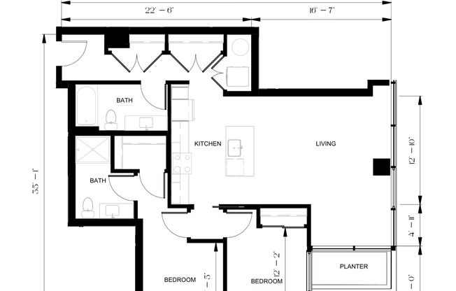 2 beds, 2 baths, 1,075 sqft, $4,395, Unit 310