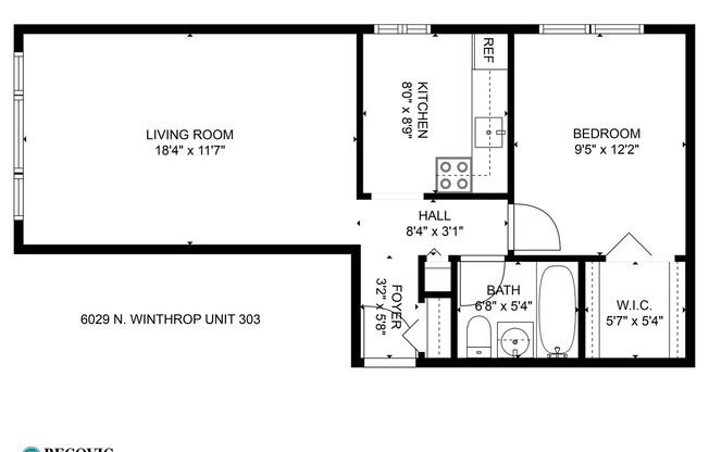 1 bed, 1 bath, 535 sqft, $1,850, Unit 303