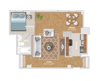 Studio, 1 bath, 500 sqft, $1,711