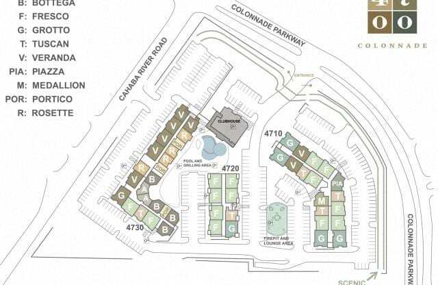 Aerial Map of 4700 Colonnade rentals' apartment map in Birmingham, AL