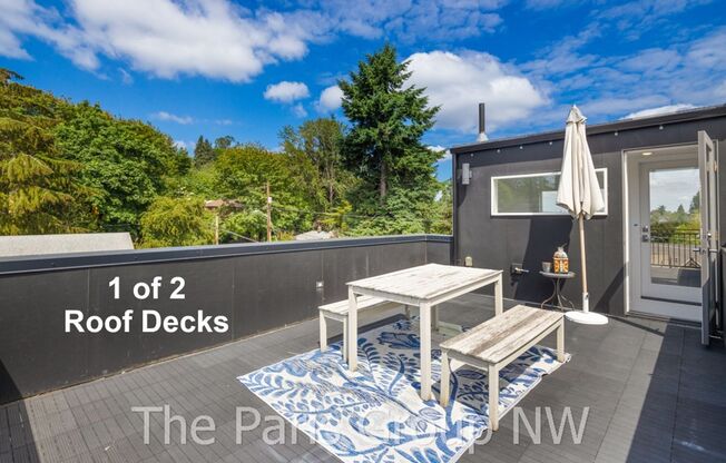 Modern 2BR Columbia City/Hillman City Townhome * 2 Roof Decks, Carport & A/C!