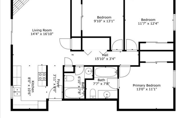 3 beds, 2 baths, 1,018 sqft, $1,995, Unit 10
