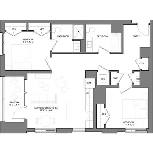 2 beds, 2 baths, 1,064 sqft, $4,880, Unit 419