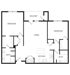 2 beds, 2 baths, 1,295 sqft, $2,100