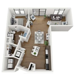 1 bed, 1 bath, 963 sqft, $1,678