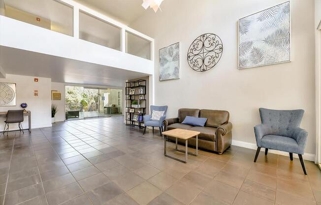 Sofas at lobby at The Luxe, California, 95051