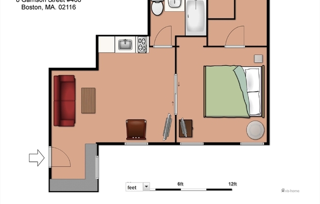 1 bed, 1 bath, 445 sqft, $2,975, Unit 408