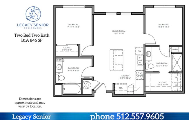 2 beds, 2 baths, 846 sqft, $1,314, Unit 104