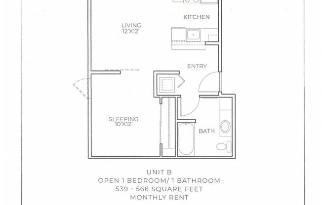 1 bed, 1 bath, 539 sqft, $1,699, Unit D-205