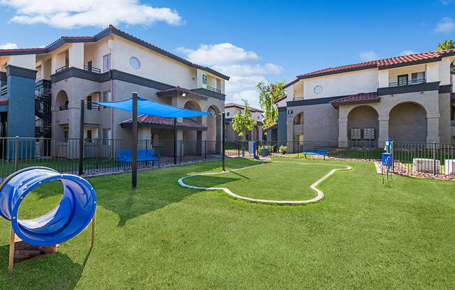 Community Dog Park with Agility Equipment at Stillwater Apartments in Glendale, AZ.