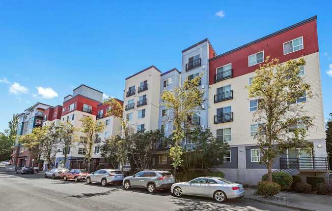 a view of the property building from the street at Promenade at the Park Apartment Homes, Washington, 98125