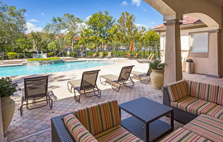 Egret's Landing Apartments poolside cabana with seating