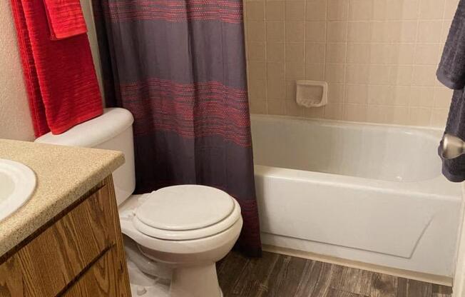 a bathroom with a toilet sink and bathtub