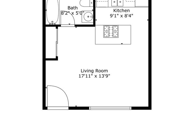 Studio, 1 bath, 335 sqft, $1,525, Unit A4