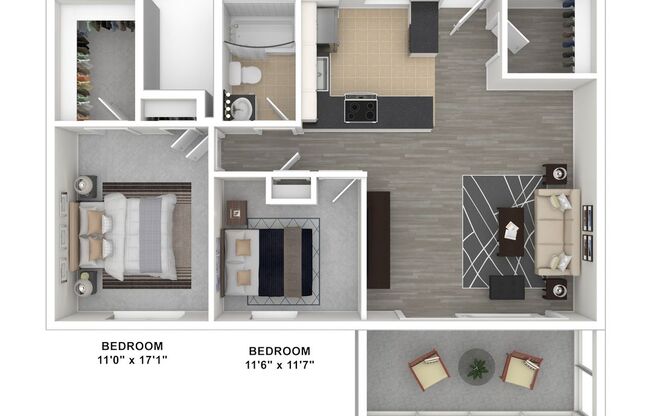 2 beds, 1 bath, 1,000 sqft, $1,575, Unit 319 (Renovated)