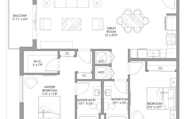2 beds, 2 baths, 1,054 sqft, $2,789