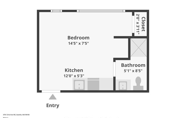Studio, 1 bath, 250 sqft, $1,350, Unit 101
