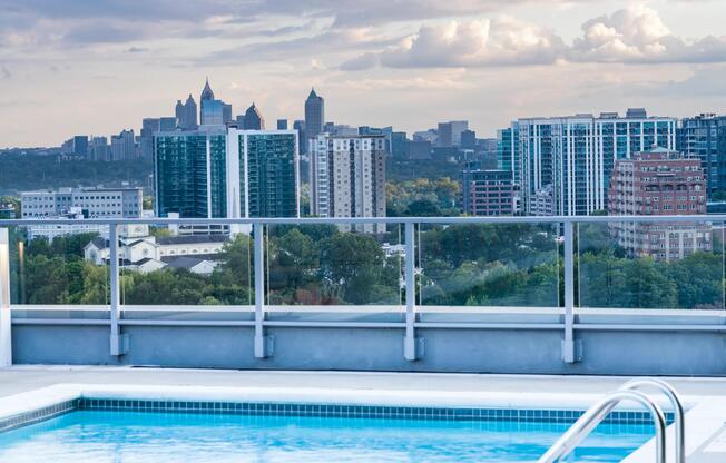 Skyline swims at Modera Old Ivy showcase Atlanta views from the rooftop pool, blending open-air calm with a prime intown setting.
