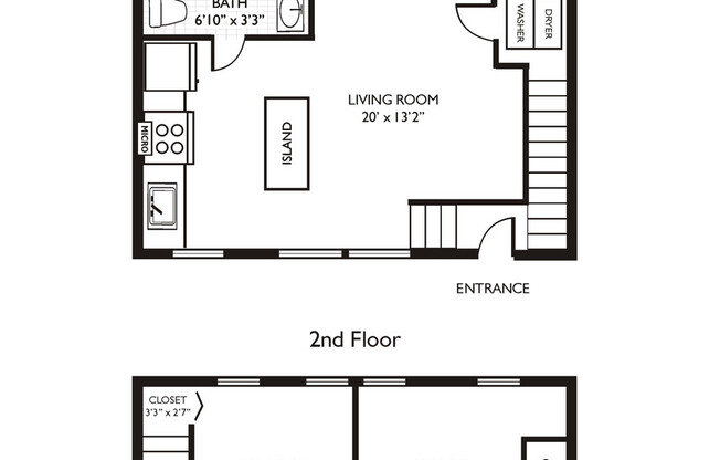 2 beds, 1.5 baths, 672 sqft, $2,400, Unit 107