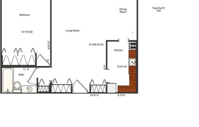 1 bed, 1 bath, 750 sqft, $1,095, Unit 1600-401