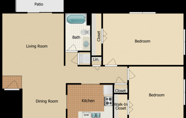 2 beds, 1 bath, 1,100 sqft, $1,320