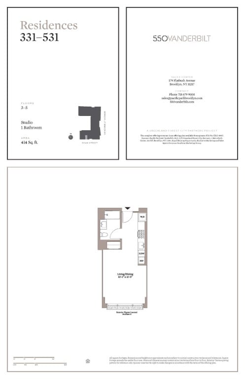 1 bed, 1 bath, 414 sqft, $3,400, Unit 531