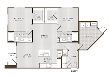 2 beds, 2 baths, 1,322 sqft, $2,037