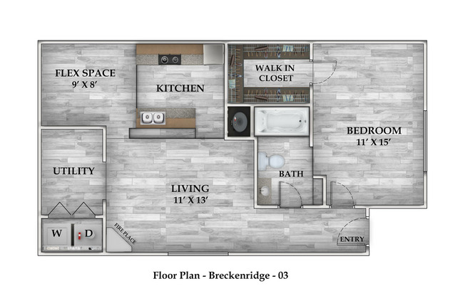 1 bed, 1 bath, 643 sqft, $735, Unit 3-020