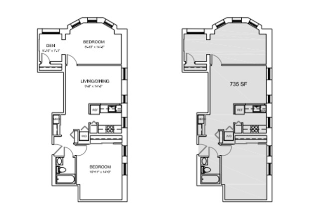 2 beds, 1 bath, 735 sqft, $2,041, Unit A-402