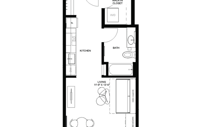 Studio, 1 bath, 411 sqft, $1,250, Unit 517