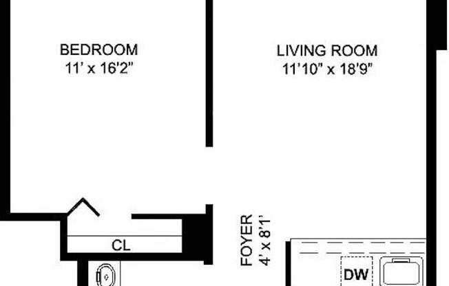 1 bed, 1 bath, 585 sqft, $4,500, Unit 17H