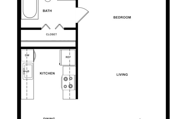 1 bed, 1 bath, 590 sqft, $968