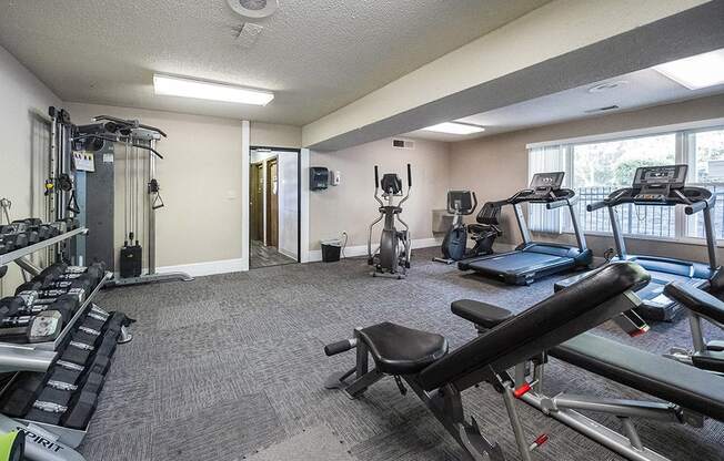 convenient on-site gym at bavarian woods apartments