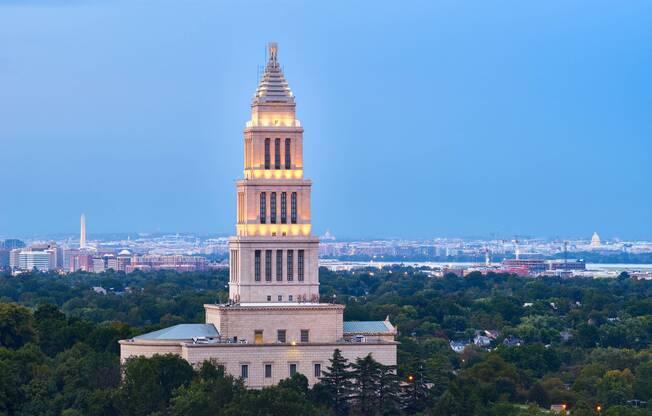 Twilight View- Masonic Temple and Washington DC