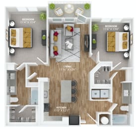 2 beds, 2 baths, 1,130 sqft, $2,154