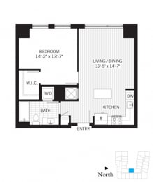 1 bed, 1 bath, 712 sqft, $2,553