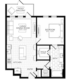 1 bed, 1 bath, 756 sqft, $2,445