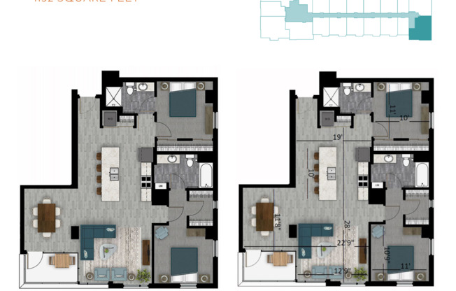 2 beds, 2 baths, 1,107 sqft, $2,810, Unit 0423