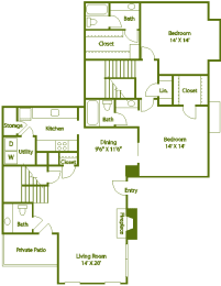 2 beds, 2.5 baths, 1,470 sqft, $1,150