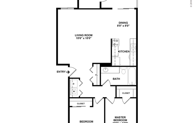 2 beds, 1 bath, 847 sqft, $1,436