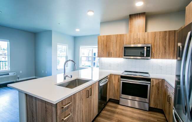 New Apartments Ridgefield WA with Stainless Steel Appliances in Kitchen