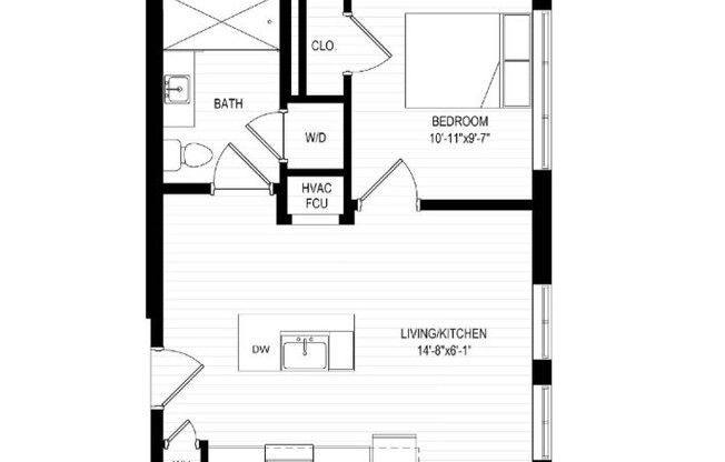1 bed, 1 bath, 510 sqft, $2,400, Unit 202