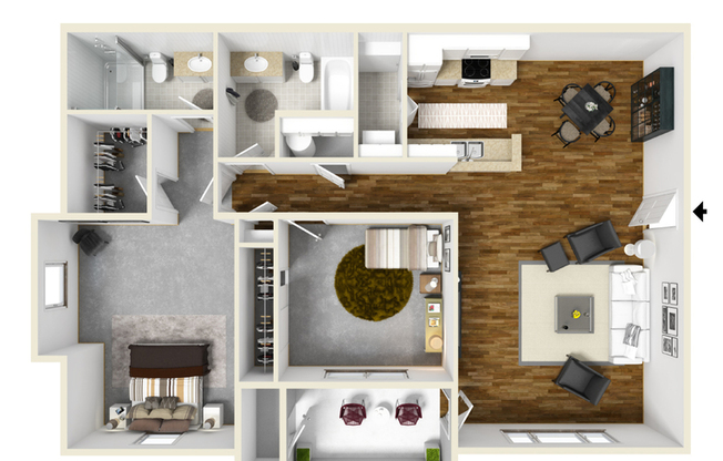 2 beds, 2 baths, 1,154 sqft, $1,749