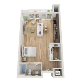 Studio, 1 bath, 632 sqft, $1,445