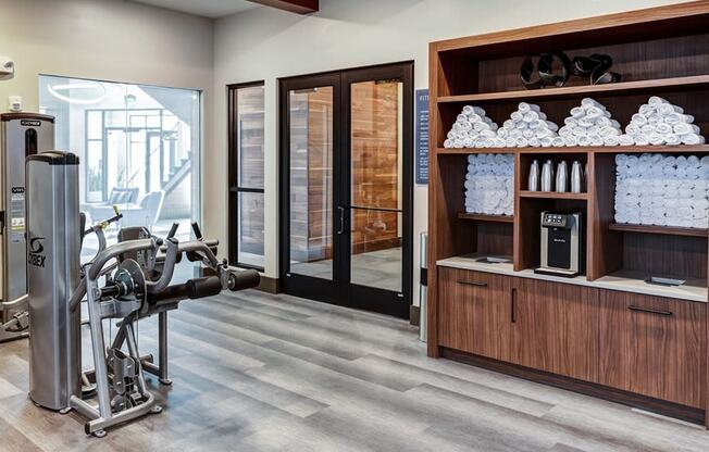 Kitchen with cabinets at Icon Apartment Homes at Ferguson Farm, Bozeman