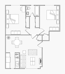 2 beds, 1 bath, 821 sqft, $2,224