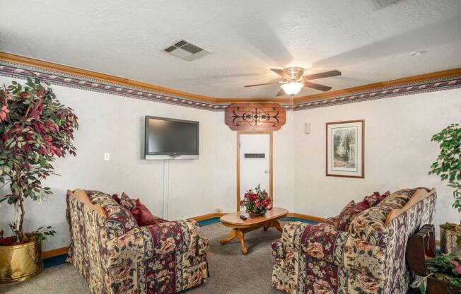 Resident Lounge With TV at Barcelona Apartments, Visalia, CA, 93277