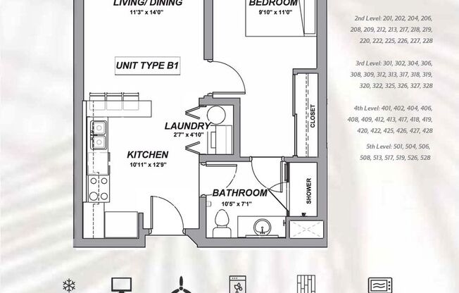 1 bed, 1 bath, 573 sqft, $3,008, Unit 102