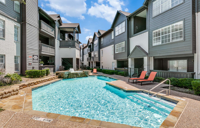 our apartments have a pool and lounge chairs