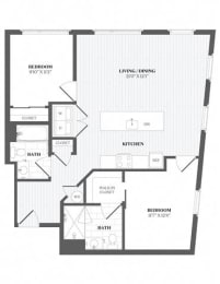 2 beds, 2 baths, 1,000 sqft, $3,313